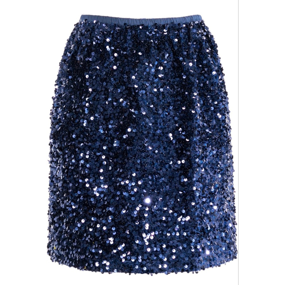 NEW Blue Sequin Sparkle Stretchy Bodycon Mini Skirt S